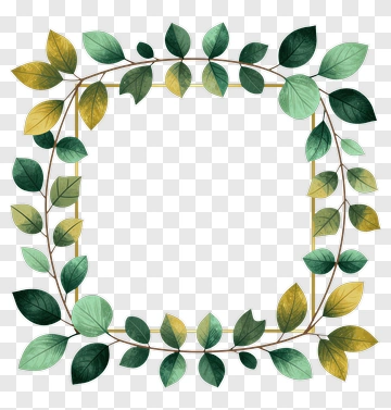 Leaf Frame With Green And Yellow Leaves PNG