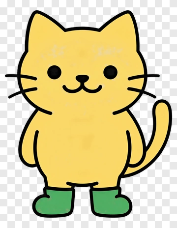 Yellow Cat In Green Boots PNG