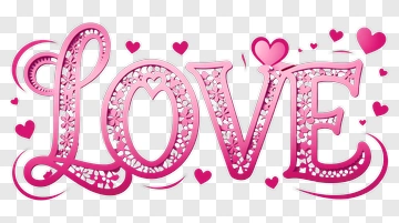 Pink Love Lettering With Hearts PNG