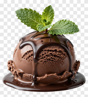 Chocolate Ice Cream With Mint Leaf PNG