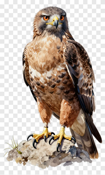 Hawk Perched On Rock PNG