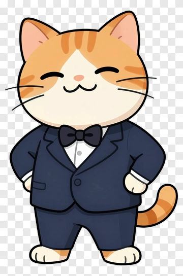 Orange Cat In Suit PNG