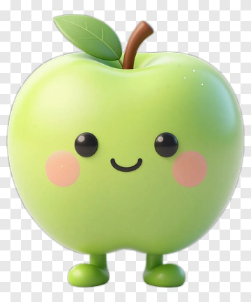 Cute Green Apple Character PNG