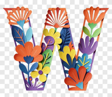 Floral Letter V Design PNG