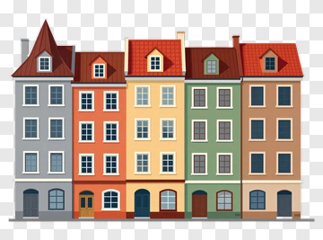 Colorful Row Of Houses PNG