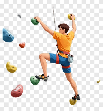 Cartoon Climber Scaling Indoor Wall PNG