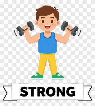 Cartoon Boy Lifting Dumbbells PNG