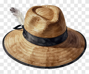 Straw Hat With Feather PNG