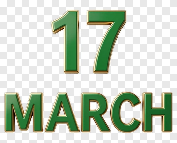 Green And Gold Number 17 March PNG