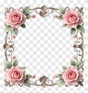 Pink Rose Ornamental Frame PNG