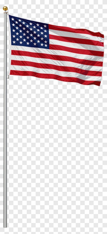 American Flag Waving On Flagpole PNG