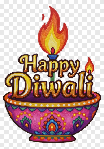 Happy Diwali Diya Candle PNG