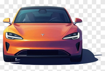 Tesla Car In Gradient Orange Pink Purple PNG
