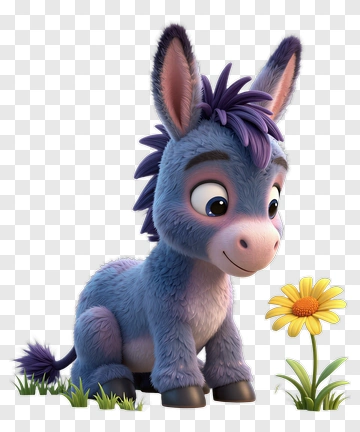 Cute Cartoon Donkey With Flower PNG