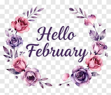 Hello February Flower Wreath PNG