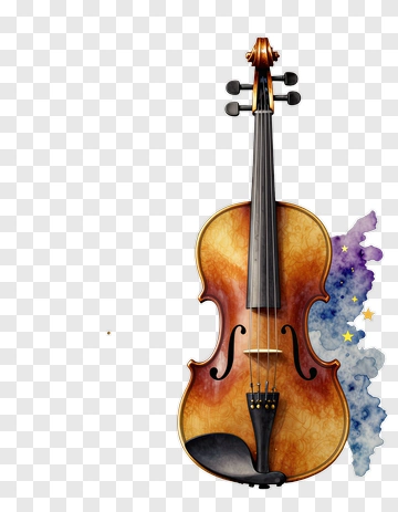Violin With Celestial Watercolor Splash PNG