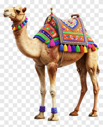 Decorated Camel With Colorful Saddle PNG
