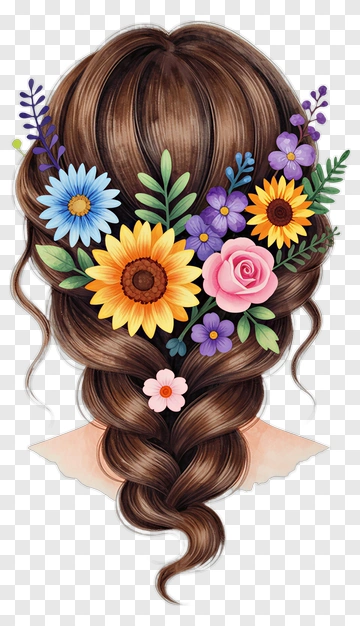 Floral Hair Braid PNG