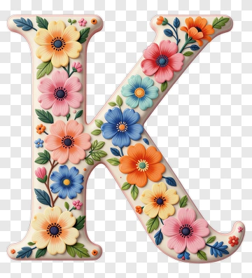 Floral Letter K Design PNG