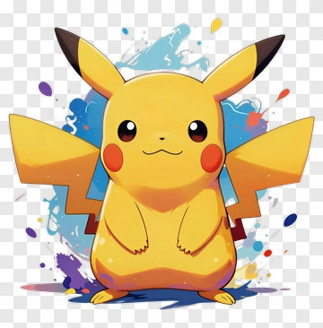 Pikachu With Colorful Paint Splatters PNG