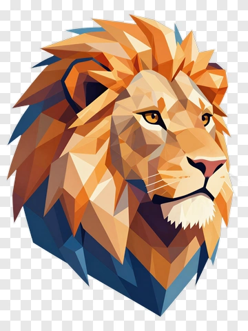 Polygonal Lion Head PNG