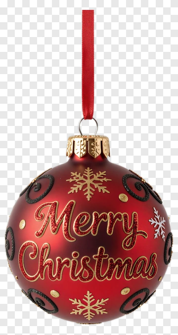 Red Christmas Ornament With Gold Snowflakes PNG