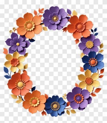 Colorful Flower Wreath PNG