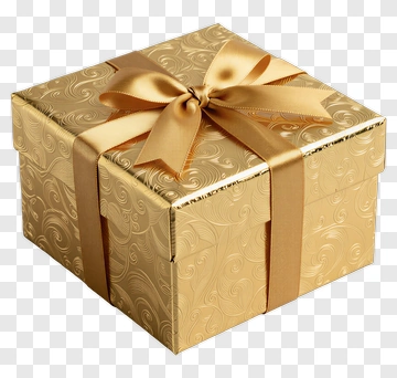 Golden Gift Box With Ribbon PNG