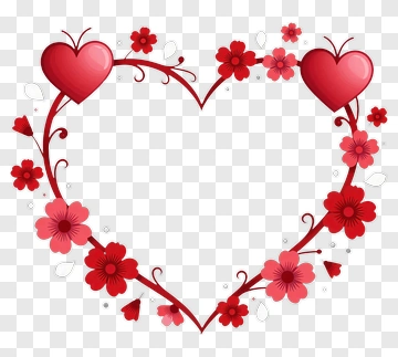 Heart Frame With Red Flowers PNG