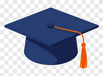 Blue Graduation Cap With Orange Tassel PNG