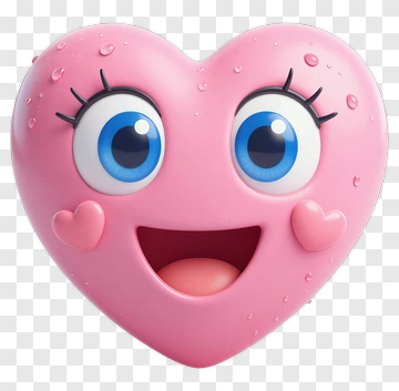 Pink Heart Character With Big Eyes PNG