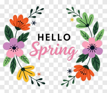 Hello Spring Flower Wreath PNG