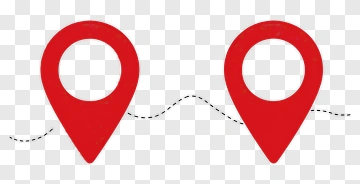 Two Red Location Pins Connected By Dashed Line PNG