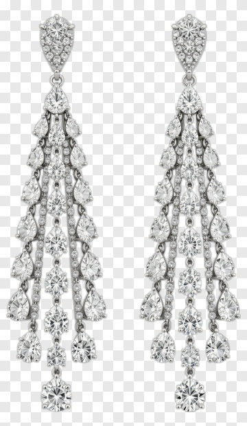Elegant Diamond Chandelier Earrings PNG