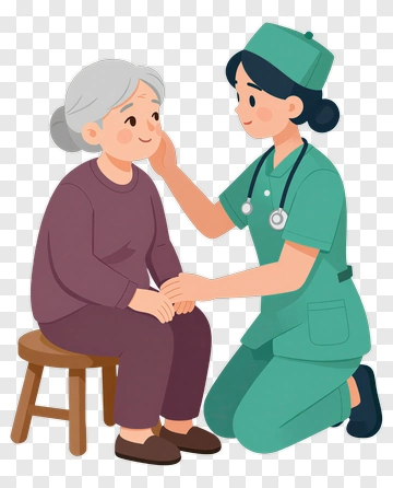 Nurse Caring For Elderly Woman PNG