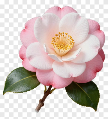 Camellia Flower With Pink And White Petals PNG