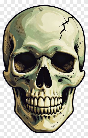 Cartoon Skull With Crack PNG