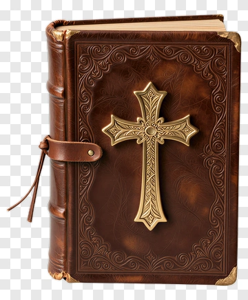 Leather Bound Book With Gold Cross PNG
