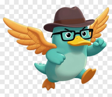 Cool Duck Character With Wings And Hat PNG