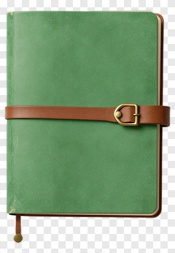 Green Notebook With Leather Strap PNG