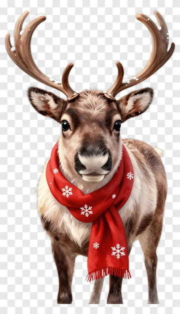 Reindeer With Snowflake Scarf PNG