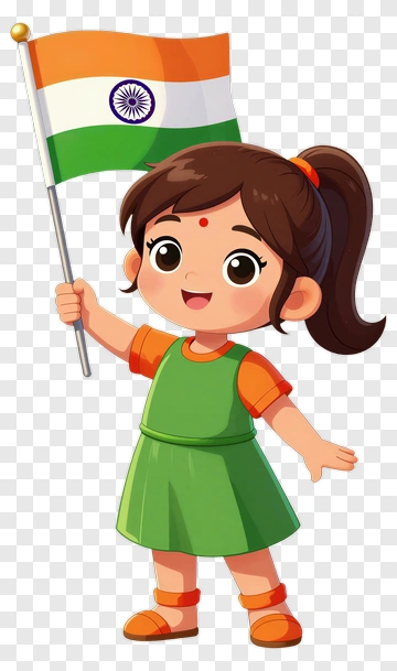 Girl Holding Indian Flag PNG