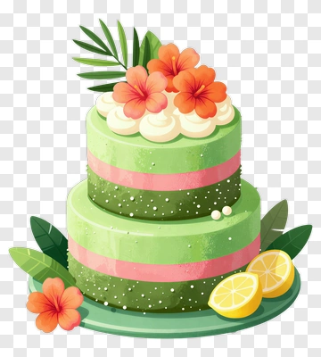 Tropical Cake With Lemon And Flower PNG