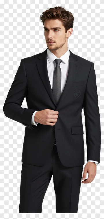Man In Black Suit With Tie PNG