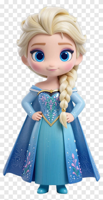 Elsa Princess Doll In Blue Dress PNG
