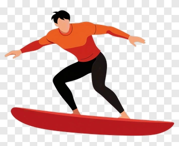 Surfer On Red Surfboard PNG