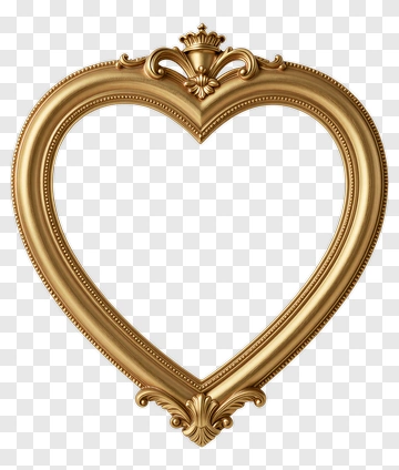 Golden Heart-Shaped Ornate Frame PNG