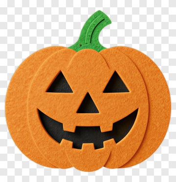 Orange Jack-o'-lantern With Green Stem PNG