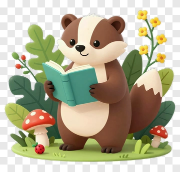 Badger Reading A Book In Nature PNG