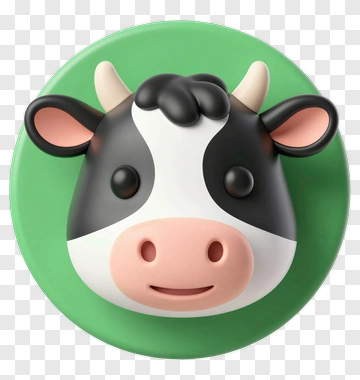 Cute 3D Cartoon Cow PNG